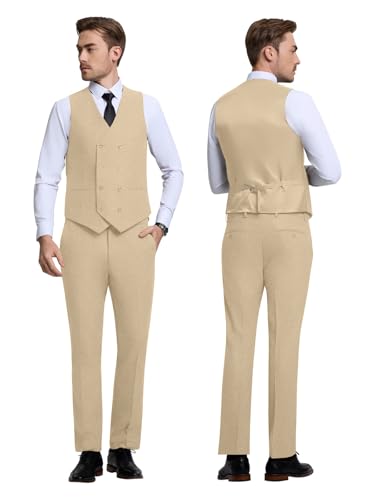 Mens Tweed Herringbone Suit 2 Piece Slim Fit Tuxedos Suit for Men Winter Vest Pants for Wedding Groom4