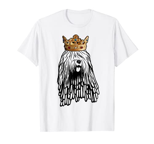Bergamasco Sheepdog Dog Wearing Crown T-Shirt, White