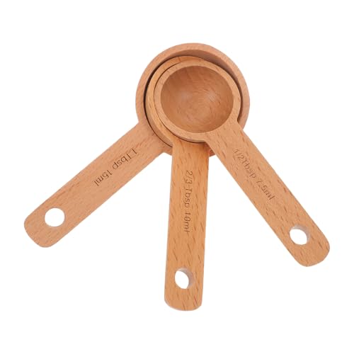 UTHCLO Cucharas Medidoras de Madera de Haya para Café Molido, 3 Piezas (7.5 Ml, 10 Ml, 15 Ml), Set Compacto para Cocina, Cucharas Dosificadoras Precisas para Café, Té y Condimentos