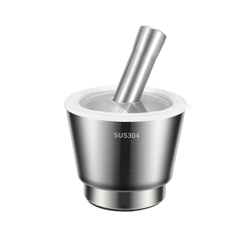 ZENGXJYCQINGJIANG Molinillo de Especias Triturador de ajo Manual de Acero Inoxidable 304, Tarro for Golpear, Anillo de molienda Manual, Juego de tazón y mortero trituradora(Grande)