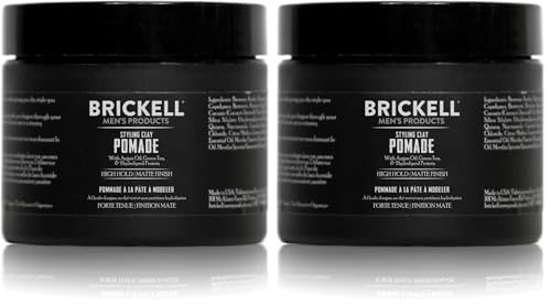 Brickell Men's Products Hair Styling Clay Pomade For Men, Natural