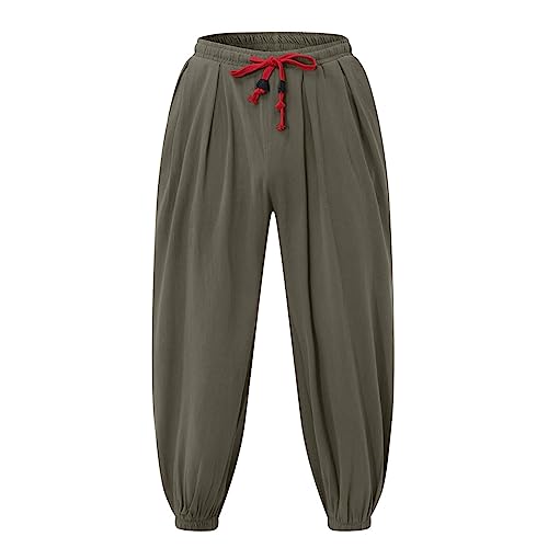 Pantalon décontracté ample homme coton lin léger armée 5XL confortable - 7