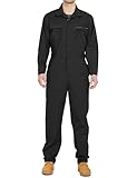 wantdo Mens Work Coveralls Long Sleeve Mechanic Jumpsuit Cotton Twill Suit, Black, Large