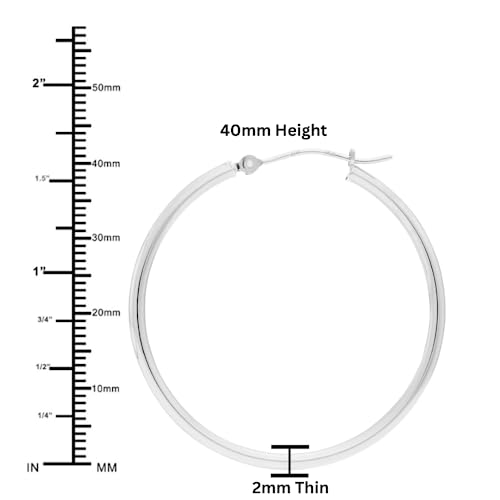 Image of 14k White Gold Classic Round Hoop Earrings
