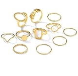 11pcs/Set Geometric Leaf Design Joint Rings Set For Women, Creative Fashion
