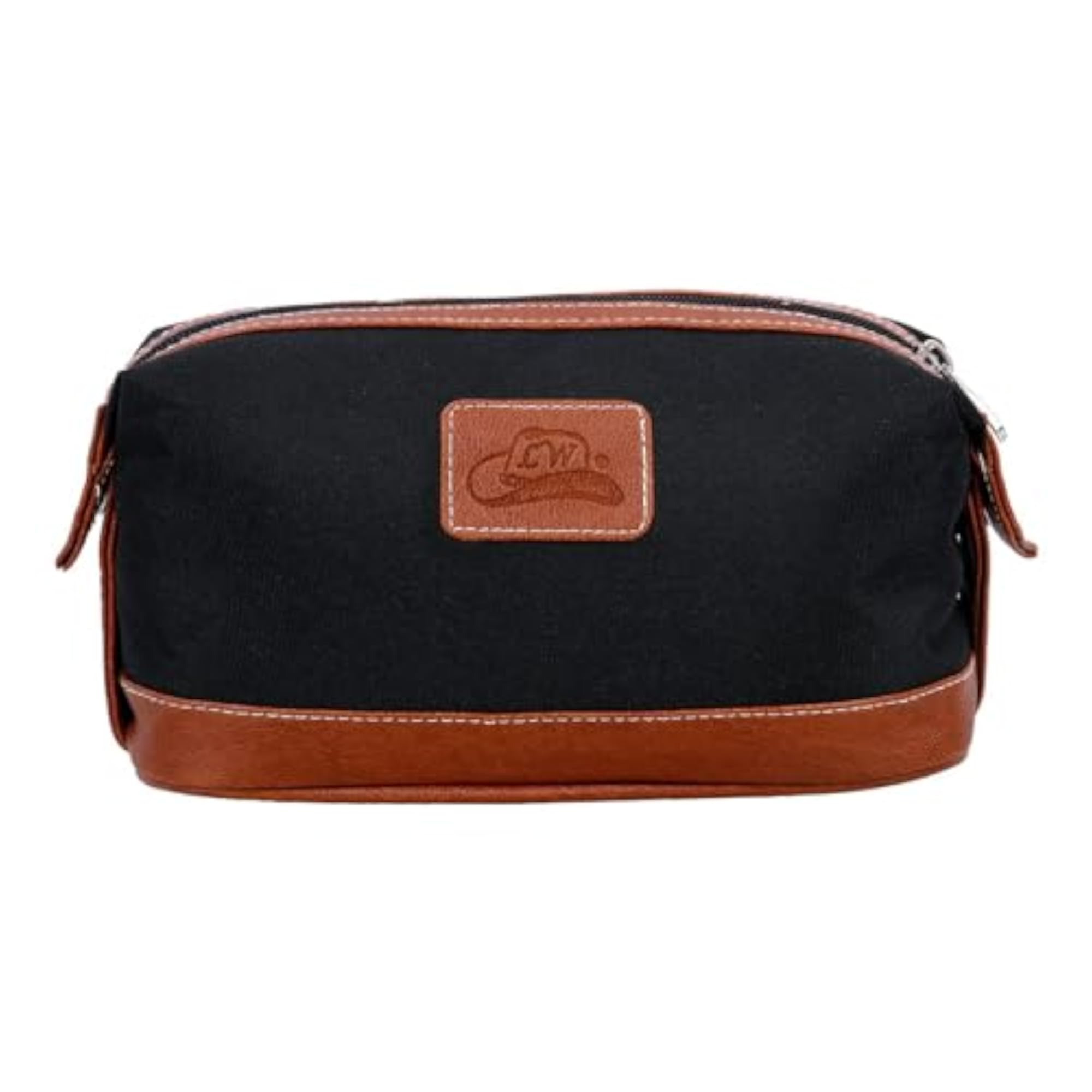 Vegan Leather Brown Shaving Bag for Men, Travel Toiletry Kit