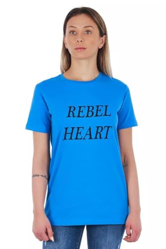 T-shirt pour femme Frankie Morello en coton bleu clair avec finitions haut de gamme