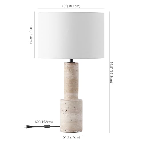Lámpara de mesa Tywin Travertine/Blanco dimmable 27 pulg miniatura 4