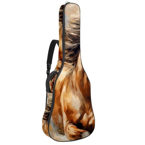 Sac de transport imperméable pour guitare acoustique 101,6 cm avec poches et motif cheval
