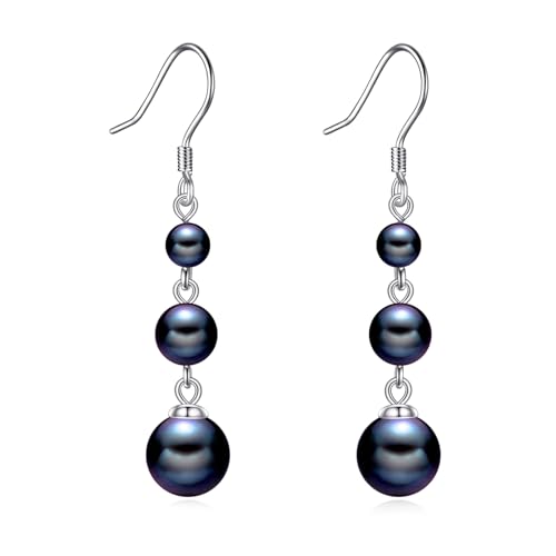 925 Sterling Silver Pearl Dangle Earrings Three Pearls Drop Jewelry Birthday Gifts for Women