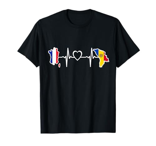 France Moldavie Battement de cœur - Drapeau Moldavie T-Shirt