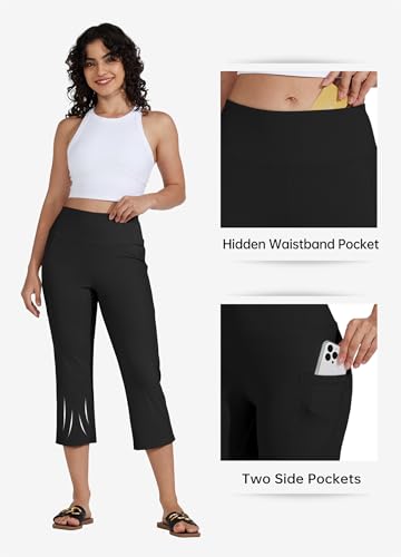 Willit Women's Yoga Capris Pants High Waist Leggings Crop Straight Leg Athletic Exercise Workout Capris 21"4