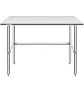 Hally Open Base Stainless Steel Table 30 x 48 Inches, NSF Commercial Heavy Duty Prep & Work Table...