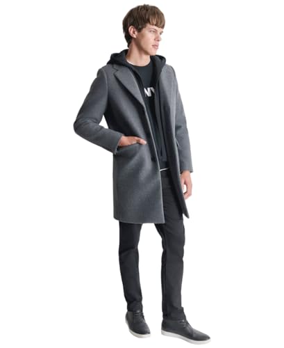 DKNY Mens Water Resistant Wool Cold Weather Casual Jacket