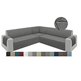 ALIECOM Corner Sectional Couch Covers L Shape Sofa Covers Washable Reversible Couch Cover for Sectional Slipcover U Shape Pet Dogs Furniture Protector with Elastic Straps (Dark Gray, Large)