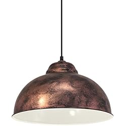 Lampara Antigua Techo Venta EGLO Lámpara colgante Truro 2, lámpara de techo vintage de 1 foco en diseño industrial, lámpara colgante retro de acero, color cobre antiguo, portalámparas E27