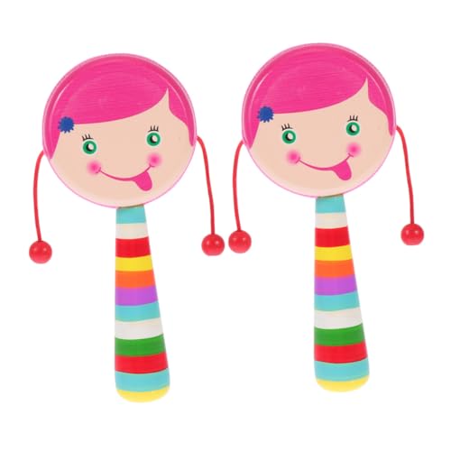 YARNOW 2 Piezas sonajero de madera juguete musical para sonajero de mano infantil juguete para bebés de madera instrumento de juguete musical sonajero infantil ráfaga de madera