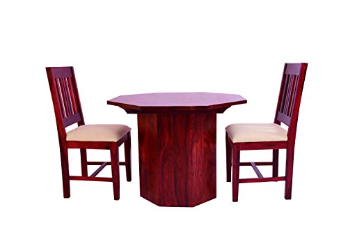 Image of Sheesham Wood 2 Seater Dining Table Set for Living Room Wooden Dining Table with 2 Chairs Furniture for Home (Mahogany Finish)