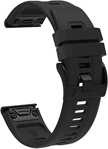 Chainfo compatible con Garmin Descent mk2 / Descent mk1 / Enduro 2 / TACTIX 7 / Fenix 6X Correa de Reloj, Silicona Banda de Reemplazo Pulsera NO230725 (Black)