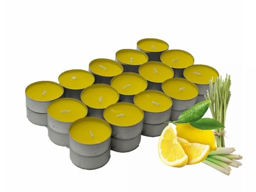 EbenEzer Velas de Té Citronela, Candle Perfumada con Citronela Antimosquitos, Extractos Naturales, para camping/hogar/picnic/terraza - Pack 90, 4,5 horas de combustión