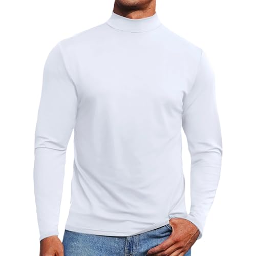 Uni Clau Mens Casual Mock Turtleneck Long Sleeve Pullover Stretchy Sweater Basic Thermal Undershirt Tops