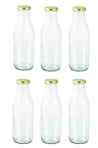 Image of India. Milk; Water and Juice Glass Bottle with Air Tight Cap (Transparent; 500 ml) set of (4)