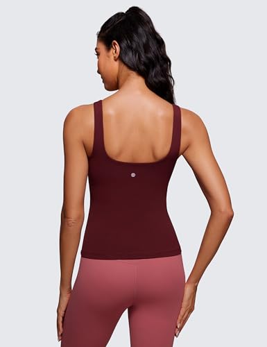 Image of CRZ YOGA Butterluxe Scoop Neck Tank Tops | Light Support, Built in Bra, Removable Pads, Yoga, Extremely Soft, U Back, Wide Straps, for Women