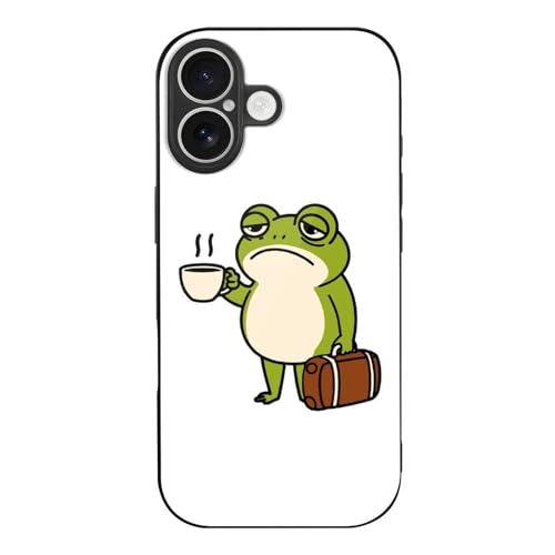 Iphone17用ケース 面白い カエル コーヒー アイフォン 17用 カバー 強化ガラス スマホケース おしゃれ 人気 個性 創意 キャラクター 携帯ケース 耐衝撃 ワイヤレス充電対応