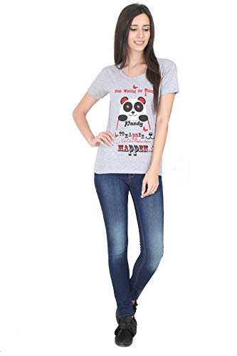 Image of FLEXIMAA Women's Cotton Printed Round Neck Half Sleeve T-Shirt