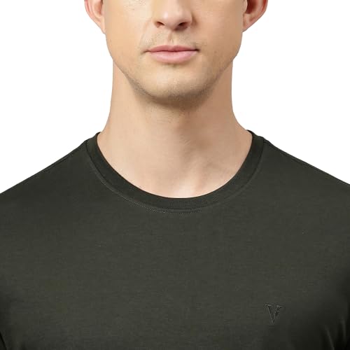 Image of Van Heusen Men's Crew Neck T-Shirt - Soft & Breathable Cotton | Regular Fit | Comfortable Everyday Casual Wear | Short Sleeves | Summer Favorite |Solid Colors | Style 60052|Available in Pack of 1 & 2