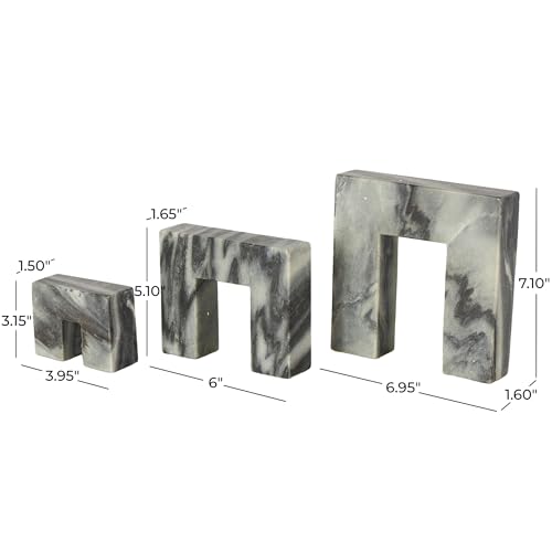 Set de 3 estatuas decorativas abstractas de mármol negro miniatura 5