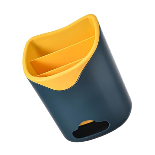 TOYMYTOY 壁掛け収納棚 箸立て 水切り機能付き キッチン用調理器具ホルダー 耐久性プラスチック製 深藍色シンプルデザイン コンパクト設計で