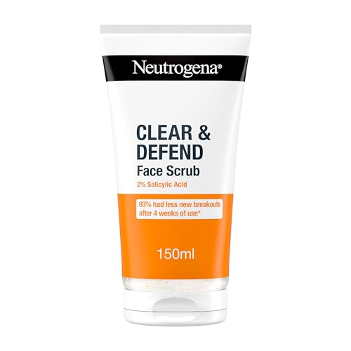 Neutrogena Clear & Defend Facial Scrub (1x 150ml), Oil-Free Face Scrub Suitable for Oily and Spot-Prone Skin, Facial Exfoliator with 2% Salicylic Acid Clinically Proven to Defend Against Breakouts