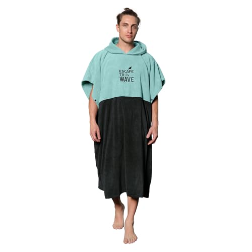 Vulken Accappatoio con cappuccio, poncho da surf per trasloco pubblico uomini uomini L/XL grande petrolio