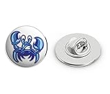 BRK Studio Angry Blue Crab Lobster Cartoon Round Metal 0.75' Lapel Pin Hat Shirt Pin Tie Tack...