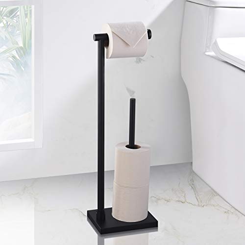 Miyili Matte Black Freestanding Toilet Paper Holder, Paper Towel Dispenser Storage Organizer For Bathroom, F02B2 #TOP3