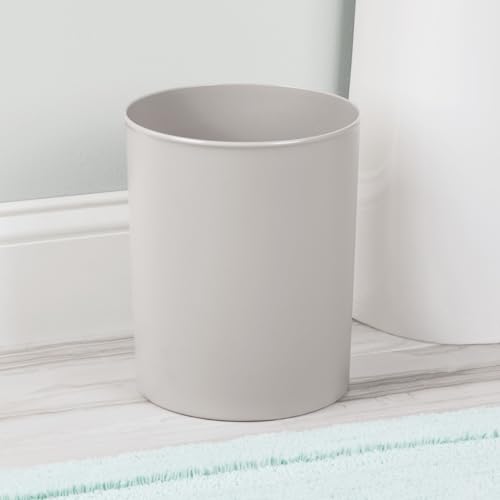 Set de 2 canecas de basura redondas de plástico gris claro miniatura 4