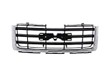 CarPartsDepot Front Grille Chrome Frame Grill Assembly Black Insert Compatible with GMC Sierra 1500 2007-2013 & GMC Sierra 2500HD 3500HD 2007-2010