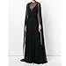 Chiffon Cape for Women Vintage Sheer Mesh Shawl Wraps Long Flowy Capelets Poncho Top Wedding Evening Dress Cover-Up (Black, One Size)