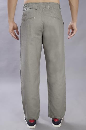 Image of DIVISIVE Men's Relaxed Fit Front Pleated Cotton Linen Blend Trousers