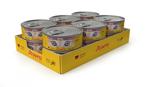 JOSERA Nassfutter Kitten Chicken (12 x 85 g) | Kitten | Premium Katzenfutter nass für wachsende Katzen | Huhn & Kürbis | mit Lachsöl | getreidefrei | Anti-Haarballen | Alleinfutter | 12er Pack