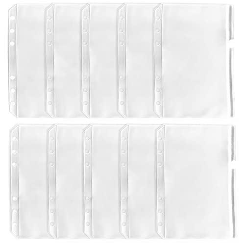 DY.2ten Lot de 10 pochettes transparentes à fermeture éclair de format A5, 6 trous, fermeture éclair, en PVC imperméable, pour la maison, le bureau, l'école Cover