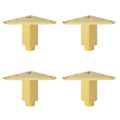 Patas de mesa para cafe de aluminio dorado, soportes regulables cuadrados de 4 piezas 2