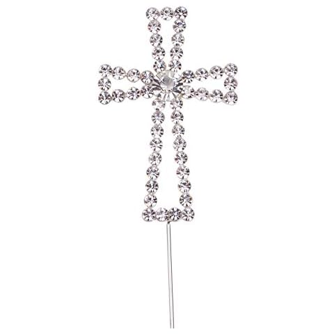 LOVENJOY Cross Cake Topper Silver for Baptism Christening First Communion Confirmation Cover