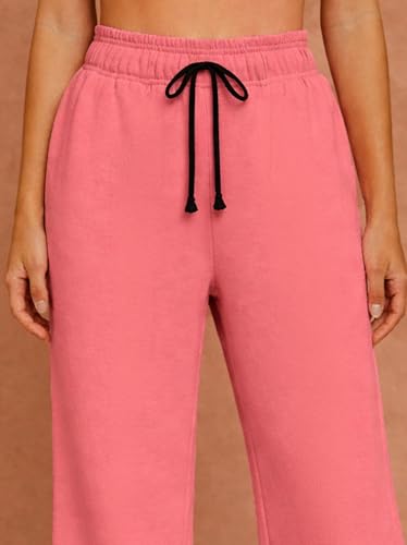 Image of Women's Wide Leg Sweatpants - Soft Fabric High Waist Lounge Pants with Drawstring & 2 Pockets, Casual Relaxed Fit Track Pants Size -S-M-L-XL-2XL-3XL