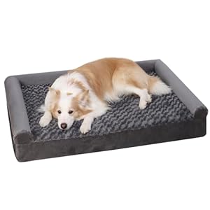 KSIIA Cama Perro Grande, Cama Ortopédica para Perros (105x70x18cm) Desenfundable y Lavable, Sofá para Perros, Gris XL