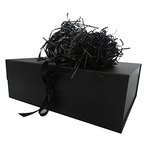Black Gift Box 13X10X4.5Inch with Magnetic Lid and Silk Ribbon for Christmas Presents Wrapping Gifts Presents Birthdays, Wedding, Holidays, Anniversaries Gift Packaging Cover