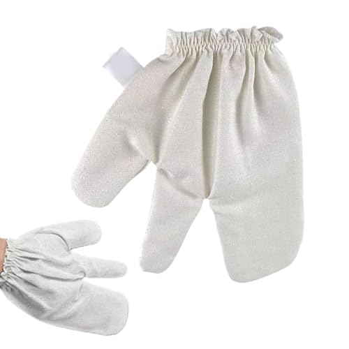 Guantes para Exfoliación en Seco | Guantes Para Pulido Facial | Mitón De Seda Natural Cruda Con Puño Elástico Para Baño Spa Ducha, Nutrición y Masaje Cutáneo