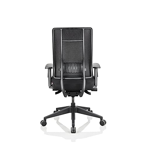 Image of Featherlite X-5 Nylon Medium Back Office Executive Chair with Seat Slide, 3 Way Adjustable Arms, Adjustable Lumbar Support (Black)