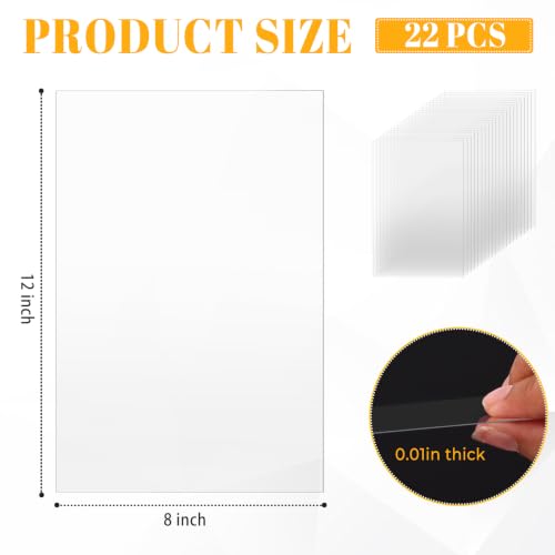 Image of TKOnline 22 PCS Plexiglass Sheets, 8 inch x 12 inch x 0.01 Clear PET Sheet Panels, Clear Acrylic Plastic Sheet for Picture Frame, Invitations, Poster Frames Plastic Board